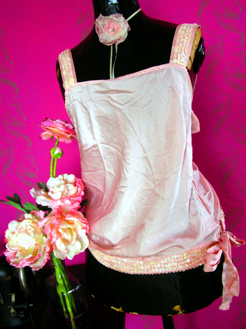 Hedvábný top pink — foto 1