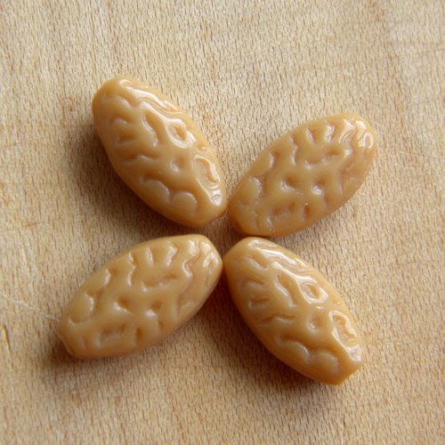 Mačkané béžovohnědé korálky 13x8 mm - 12 ks