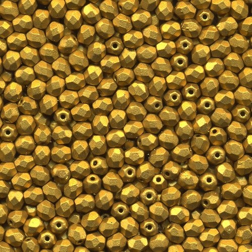 Broušené korále Ohňovky 4 mm Zlaté Matné - 60 ks
