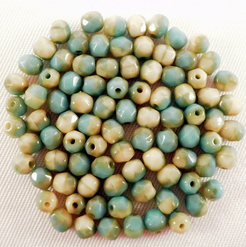 Broušené korále 4 mm Turquoise Beige - 60 ks