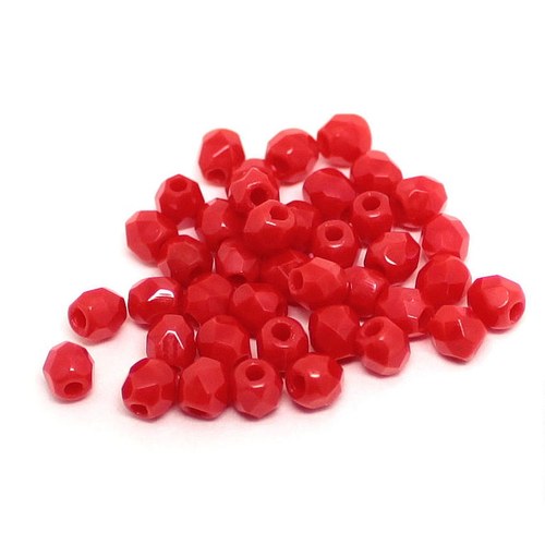 Broušené korále Ohňovky 4 mm Korál - 60 ks