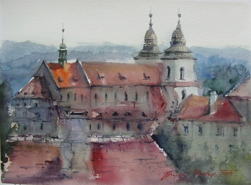 Třebíč zámek,originální akvarel — foto 1