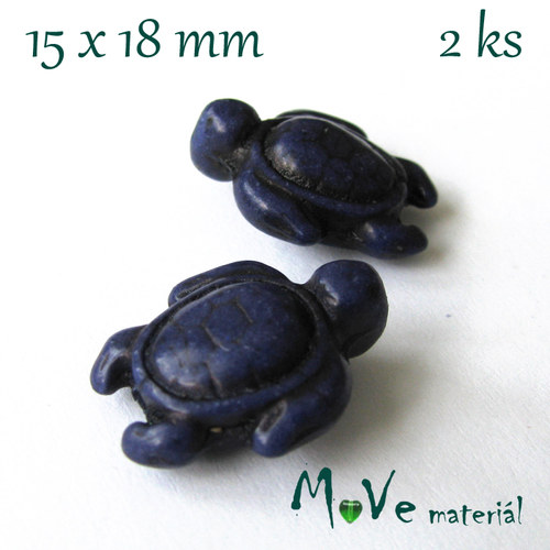 Želva howlitová 15x18mm, 2ks, modrá — foto 1