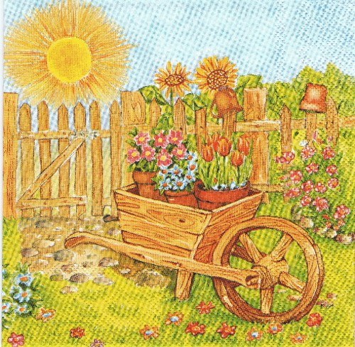 ZA 010 - ubrousek 33x33-trakař s květníky