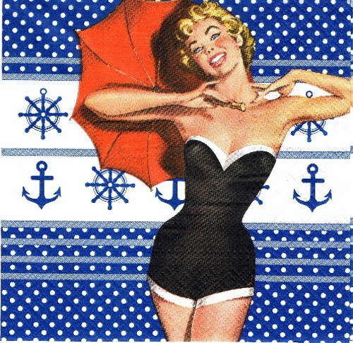 ZA 014 - ubrousek 33x33 -Marylin s deštníkem