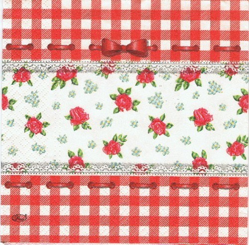 OS 008 - ubrousek 33x33 - červená kostka s mašlí