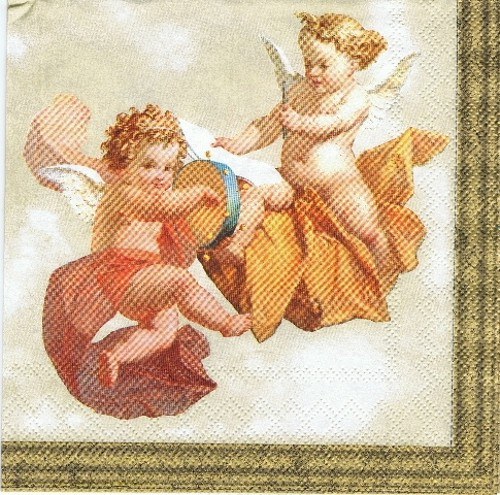 OS 043 IHR - ubrousek decoupage 33x33 - 2 andílci
