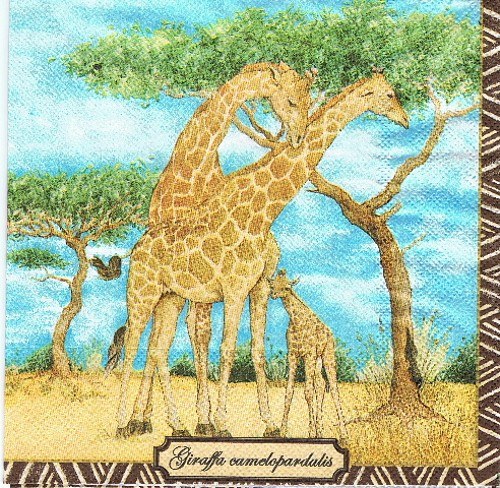 ZV 049 AMBIENTE - ubrousek 33x33 - žirafa + mládě