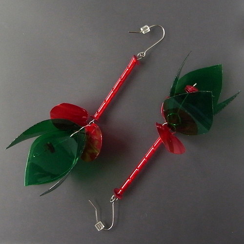 Náušnice Fuchsia-ZelTma-Rud — foto 1