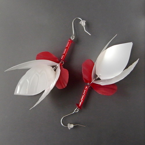 Náušnice Fuchsia-Perla-Rud