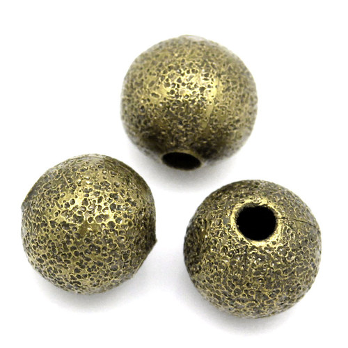Korálky, bronz, 6 mm, 10 ks