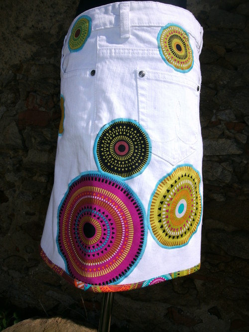 Denim sukně " Mandala" No. - White — foto 1
