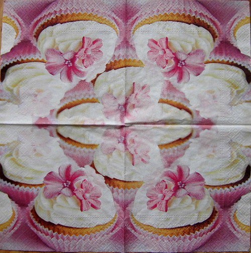 KM 023 - ubrousek 33x33 -růžové košíčky