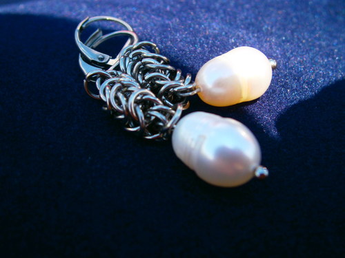 Náušnice chain perlové — foto 1