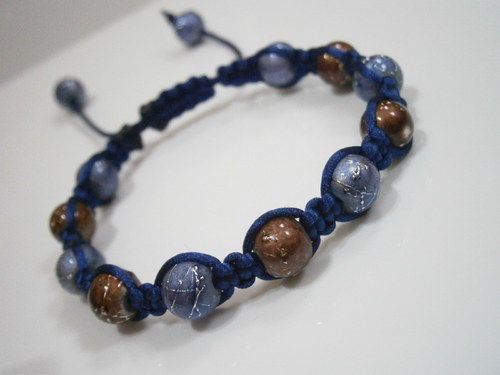 Shamballa náramek modrý/hnědý — foto 1