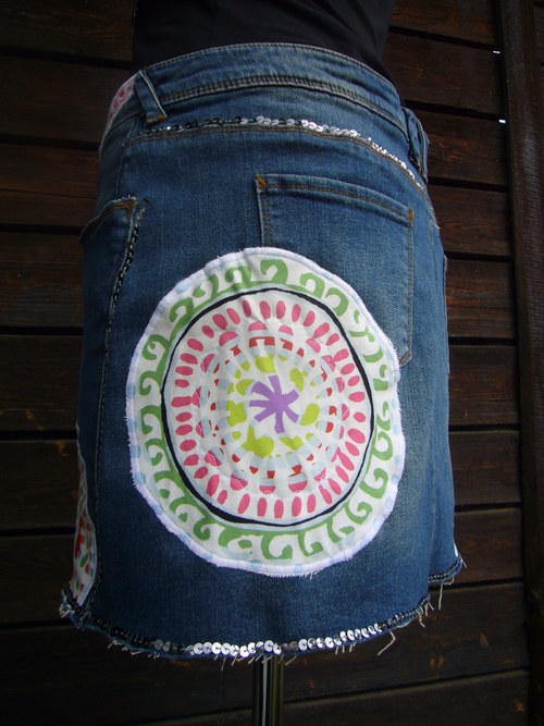 Denim mini " Mandala White" No. 10 - vel.38 — foto 1