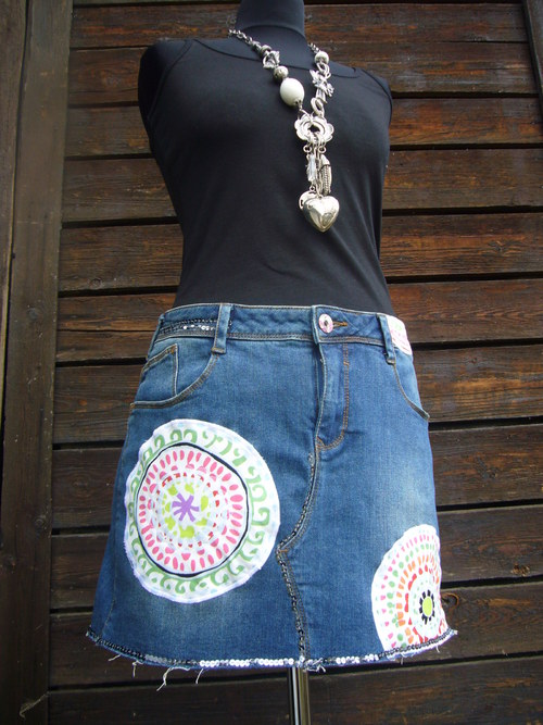 Denim mini " Mandala White" No. 11 - vel.42 — foto 1