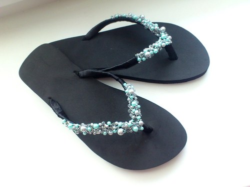 Flip-flop No.6 .. silver and mentol — foto 1