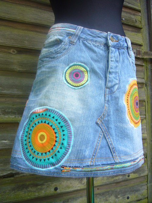 Denim sukně " Mandala" No.15 - Medium Blue — foto 1