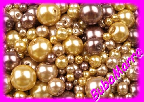 ~25g~ Voskované perly Ø4-12mm ~ ZLATAVÝ mix