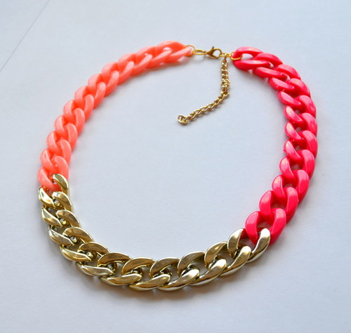 Plastic chain! APRICOT! NEON! GOLD! — foto 1
