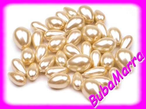 ~25g~ Voskované perly ~ kapka MIX Ø7-15mm~ Šampaň