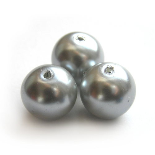 12 mm voskové perle světle šedé 2 ks