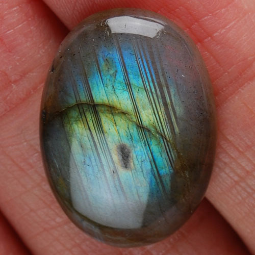 Labradorit - kabošon (20 x 15 x 4 mm) — foto 1