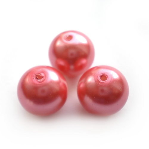 12 mm voskové perle sytě růžové lososové
