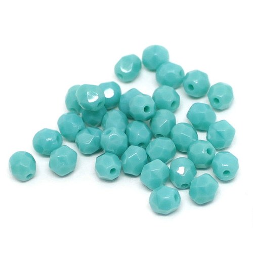 Broušené korále Ohňovky 4 mm Tyrkys - 60 ks