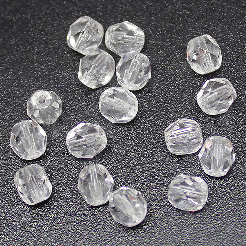 Broušené korále Ohňovky 4 mm Krystal - 60 ks