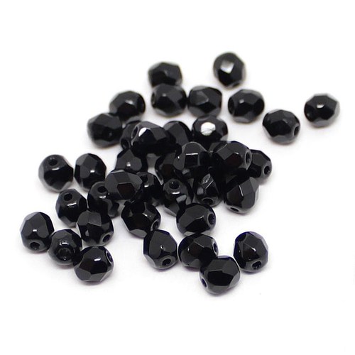 Broušené korále Ohňovky 4 mm Černé - 60 ks