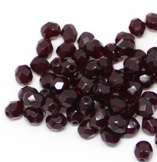 Broušené korále Ohňovky 4 mm Granát - 60 ks