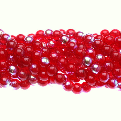 Mačkané korále kuličky 6 mm Rubín AB - 30 ks