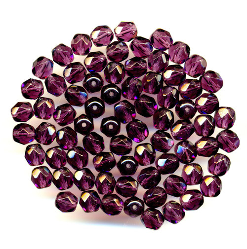 Broušené korále Ohňovky 6 mm Amethyst - 30 ks