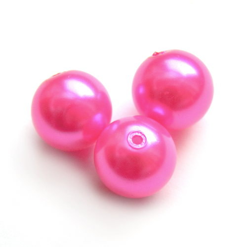 12 mm voskové perle zářivě růžové B 2 ks