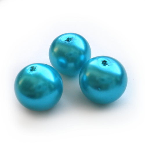 12 mm voskové perle tyrkysové (B) 2 ks