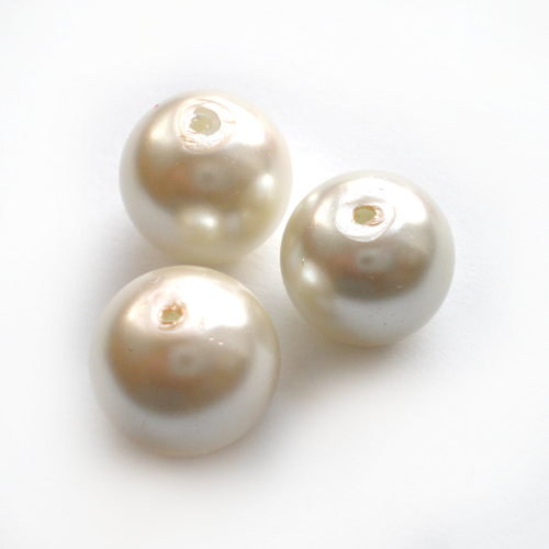 12 mm voskové perle smetanové 2 ks