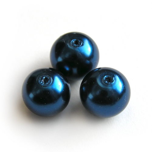 12 mm voskové perle tmavě modré 2 ks