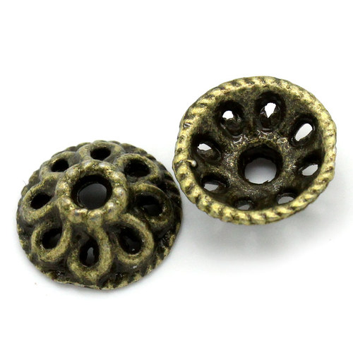 Kaplík bronzový 10mm - květina - bal. 2/10 ks