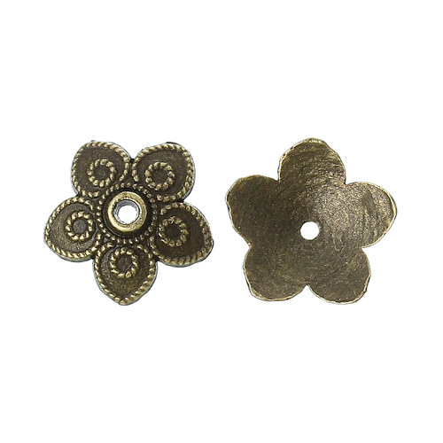 Kaplík bronzový 10 mm - květina - bal. 10 ks