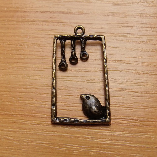 Ramínko - ptáčci - starobronz - 36 x 19mm