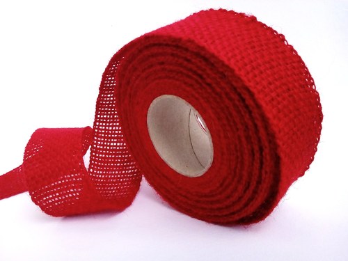 Jutová stuha červená 4 cm