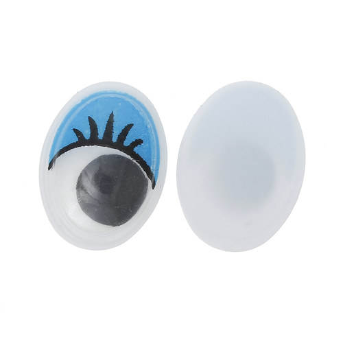 Oči pohyblivé oválné plast/ modré/ 17x12mm/ 2ks