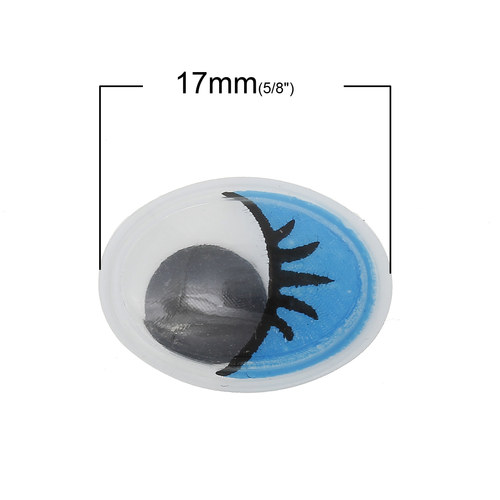 Oči pohyblivé oválné plast/ modré/ 17x12mm/ 20ks