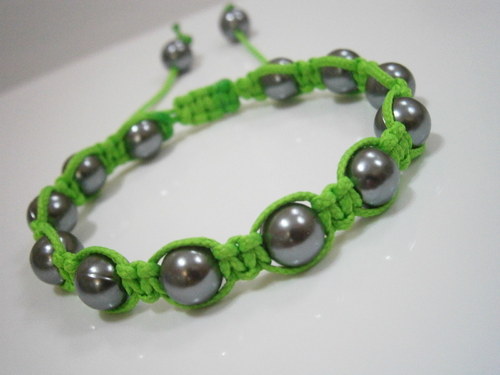 Shamballa náramek zelený/neonový — foto 1