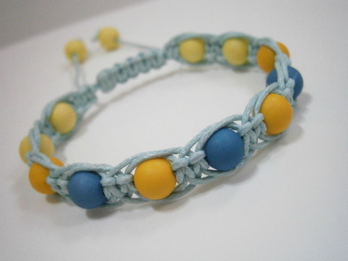 Náramek Shamballa modrý/žlutý — foto 1