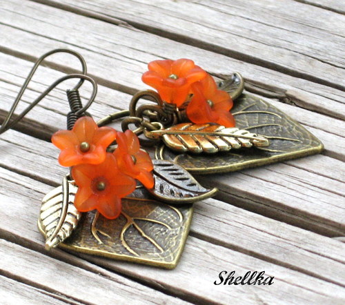 Náušnice ,,MEADOW ORANGE BELLS,, — foto 1