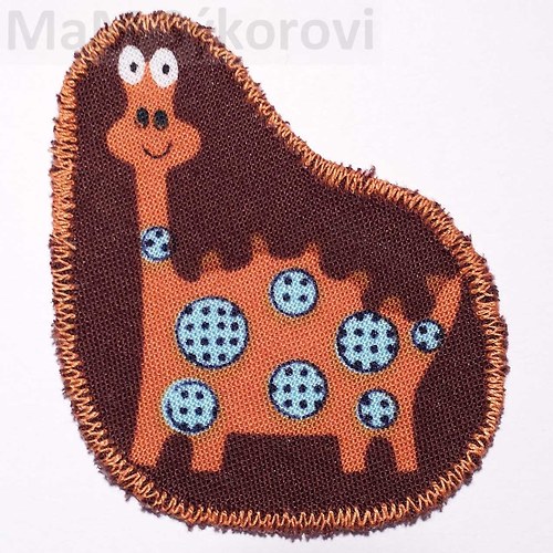 Nažehlovací záplata s oranžovým dinosaurem SLEVA!