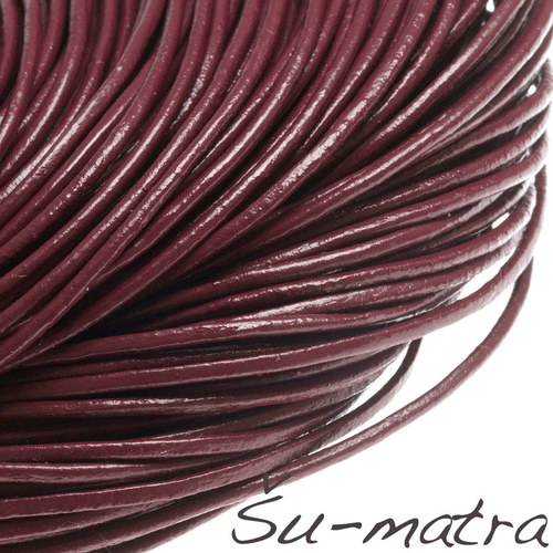 Kulatá kůže přírodní bordová, 1,5 mm (1 m)